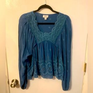 Myra blue western blouse